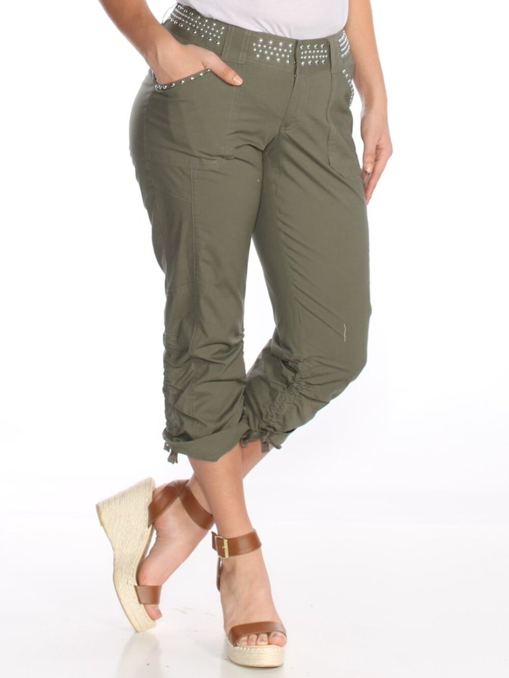 INC International Concepts Womens Curvy Fit Studded Cargo Pants